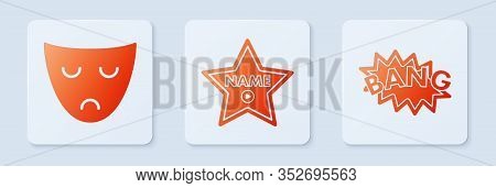 Set Hollywood Walk Of Fame Star On Celebrity Boulevard , Drama Theatrical Mask And Bang Boom Text Sp