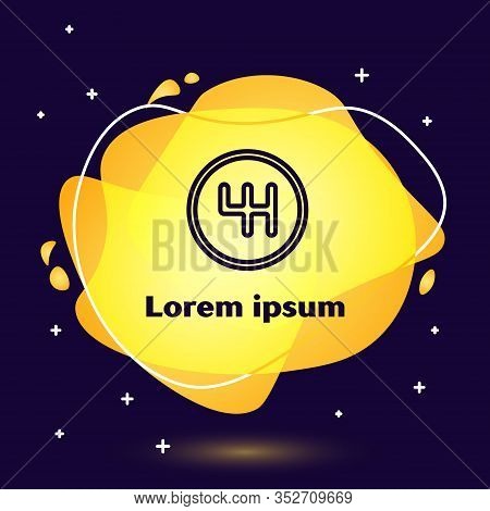 Black Line Gear Shifter Icon Isolated On Blue Background. Transmission Icon. Abstract Banner With Li