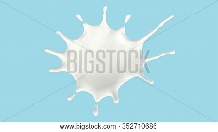 Milk Splash Isolated On Background, Realistic Product Rendering Is A Convenient Way For Your Adverti