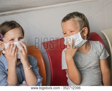 Man wearing facial disposable mask to avoid viral infection. Virus protection