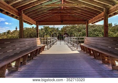 Sanibel, Florida, Usa - February 22, 2020: Sanibel City Pier At Lighthouse Beach Park In Sanibel, Fl