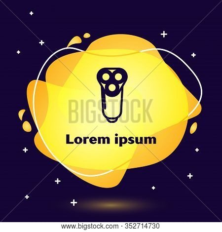 Black Line Electric Razor Blade For Men Icon Isolated On Blue Background. Electric Shaver. Abstract 