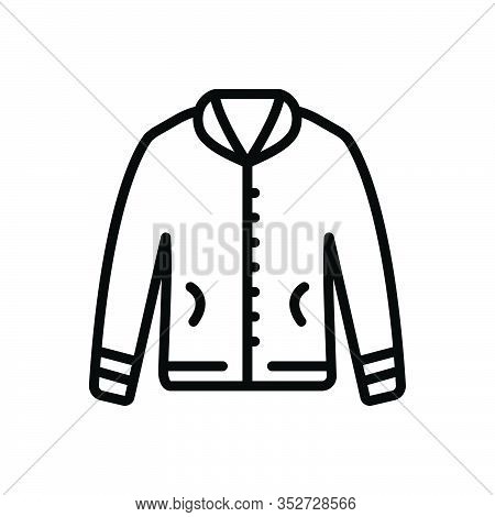 Black Line Icon For Jacket Fabric Cloth Textile Cloths Weft Raiment Costume Winter Attire Garment Dr