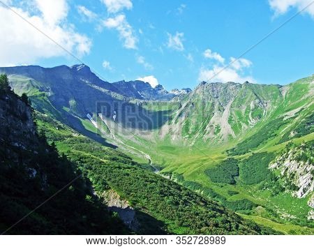 View Of The Ratikon Border Alpine Mountain Massif Or Rätikon Grenzmassiv (oder Raetikon) From Liecht