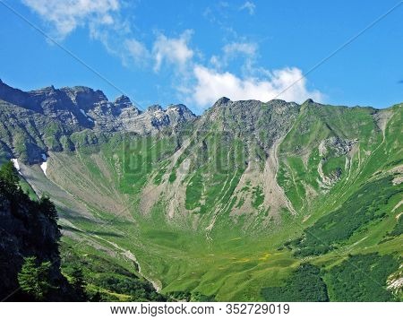 View Of The Ratikon Border Alpine Mountain Massif Or Rätikon Grenzmassiv (oder Raetikon) From Liecht