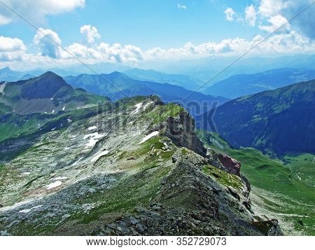 View Of The Ratikon Border Alpine Mountain Massif Or Rätikon Grenzmassiv (oder Raetikon) From Liecht