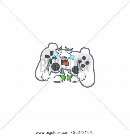 A Crying White Joystick Mascot Design Style