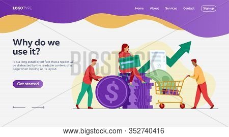 People Investing Their Money In Venture Fund Vector Illustration. Business People Financing High Pot