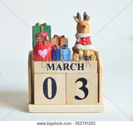 March 3, Icon, Christmas, Birthday With Number Cube Design For Background.