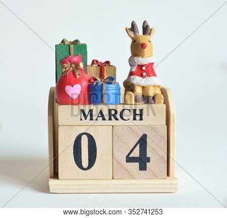 March 4, Icon, Christmas, Birthday With Number Cube Design For Background.