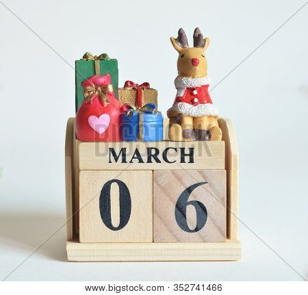 March 6, Icon, Christmas, Birthday With Number Cube Design For Background.