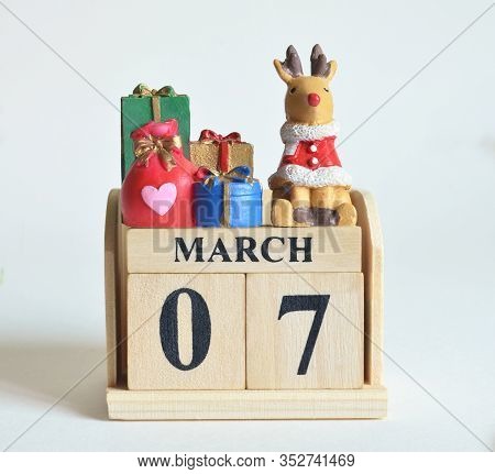 March 7, Icon, Christmas, Birthday With Number Cube Design For Background.