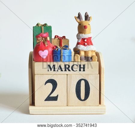 March 20, Icon, Christmas, Birthday With Number Cube Design For Background.