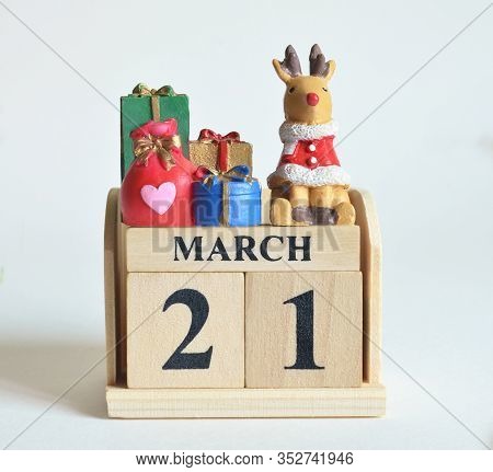 March 21, Icon, Christmas, Birthday With Number Cube Design For Background.