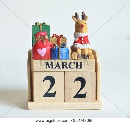 March 22, Icon, Christmas, Birthday With Number Cube Design For Background.