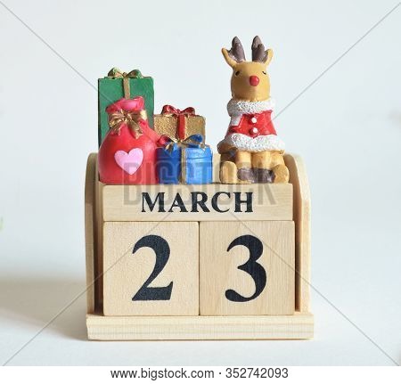 March 23, Icon, Christmas, Birthday With Number Cube Design For Background.