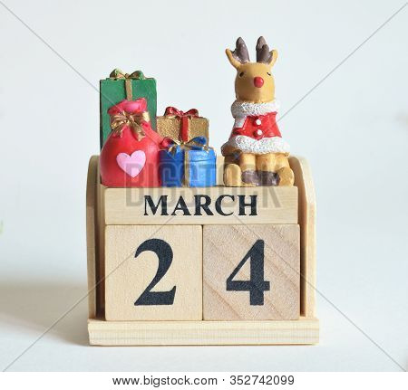 March 24, Icon, Christmas, Birthday With Number Cube Design For Background.