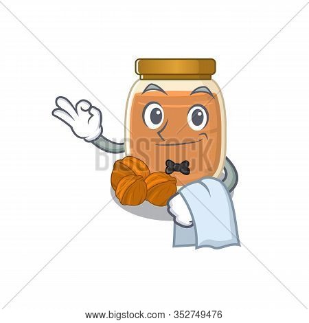 Sweet Walnut Butter Character Working As A Waiter