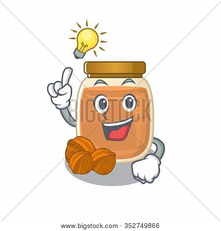 A Clever Walnut Butter Cartoon Character Style Have An Idea Gesture