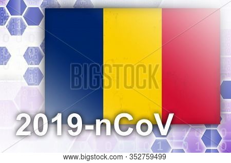 Chad Flag And Futuristic Digital Abstract Composition With 2019-ncov Inscription. Covid-19 Outbreak 