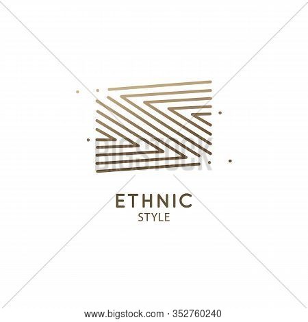 Abstract Mountain Logo. Vector Geometric Square Badge. Sacred Decorative Symbol. Outline Icon Of Abs