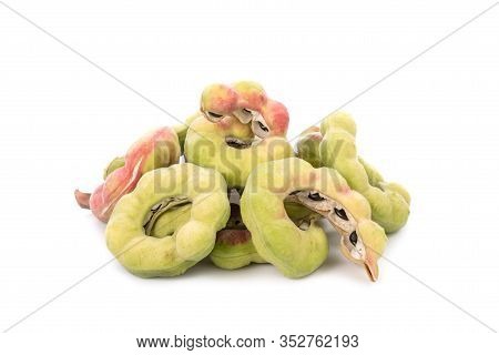 Manila Tamarind Or Pithecellobium Dulce Isolated On White Background