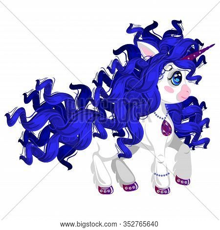 Unicorn Pony. Cute Cartoon Style. Jewelry - Necklace, Rhinestones, Bracelet