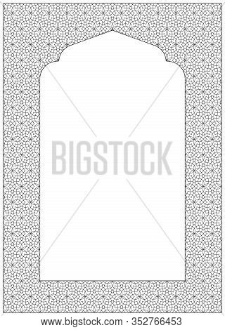Rectangular Frame Of The Arabic Pattern .proportion A4.arabic Ornament For Invitation Card.fine Line