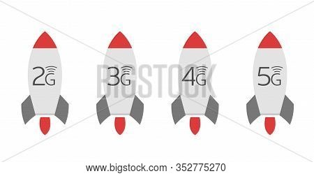 2g 3g 4g 5g Internet Rockets. Wireless Technology, Vector
