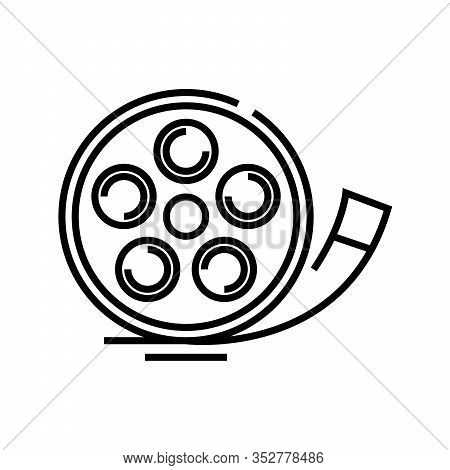 Cinema Histiry Line Icon, Concept Sign, Outline Vector Illustration, Linear Symbol.