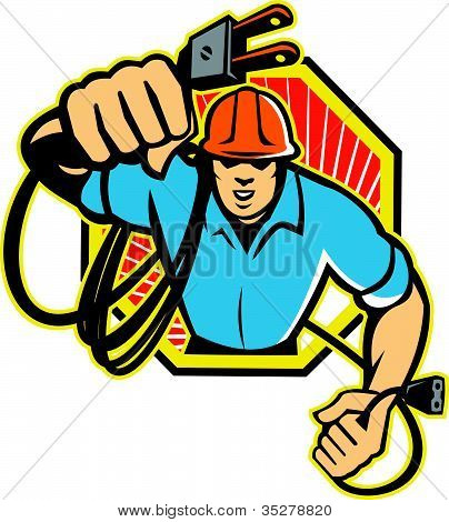 Eletricista construção trabalhador Retro