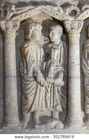 Jaen, Spain - December 29th, 2017: 
Resurrection Of The Dead Of The Young Man From Nain Jesus Miracl