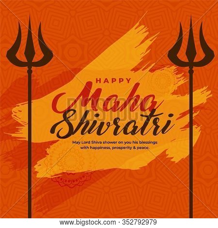 Illustration Of Maha Shivratri Festival With Trishul Design Illustration