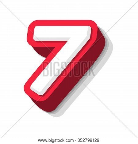 3d Bold Funny Number 7, Heavy Type For Modern Super Hero Monogram, Prize Logo, Comic Graphic, Fun An