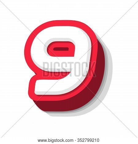 3d Bold Funny Number 9, Heavy Type For Modern Super Hero Monogram, Prize Logo, Comic Graphic, Fun An