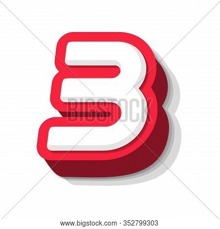 3d Bold Funny Number 3, Heavy Type For Modern Super Hero Monogram, Prize Logo, Comic Graphic, Fun An
