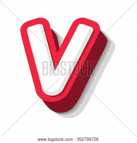 3d Bold Funny Letter V, Heavy Type For Modern Super Hero Monogram, Prize Logo, Comic Graphic, Fun An