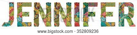 Female Name Jennifer. Vector Decorative Zentangle Object