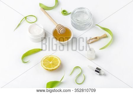 Natural Organic Ingredients To Make Home Skin Care. Cleansing And Nourishing Cosmetics. Beauty Produ