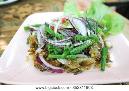 Fried Fish Salad, Spicy Salad In Thai Food