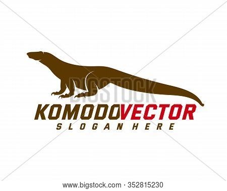 Komodo Dragon Logo Design Template. Graphic Animal Illustration.