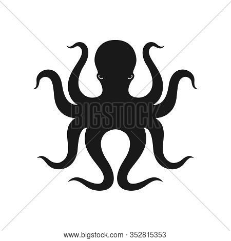 Octopus Graphic Icon. Octopus Black Sign Isolated On White Background. Sea Life Symbol. Vector Illus
