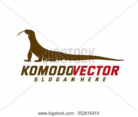 Komodo Dragon Logo Design Template. Graphic Animal Illustration.