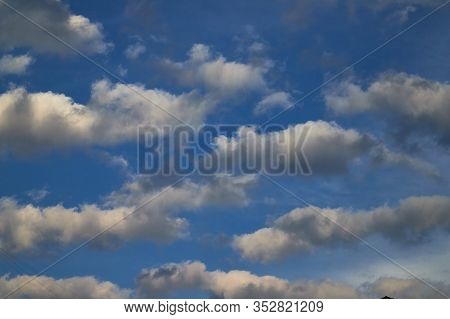 Beautiful, Spring Clouds In The Blue Sky, Which Portend The Change Of Weather.