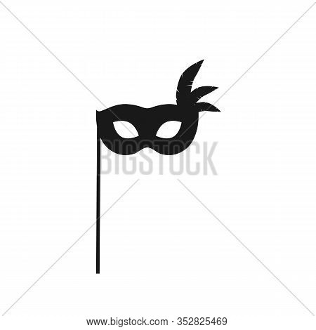 Mask Silhouette Icon Isolated On White Background. Photo Booth Prop Carnival Mask Vector Stock
