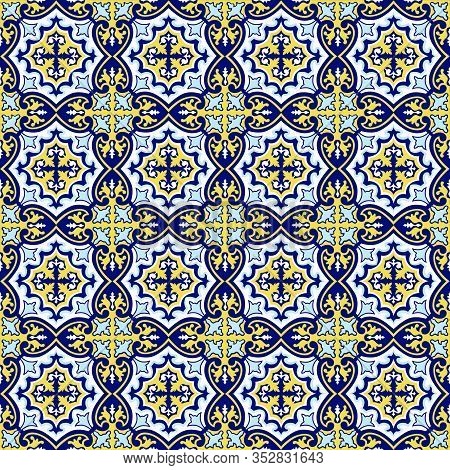 Abstract Floral Seamless Pattern. Geometric Asian Ornament. Traditional Floral Oriental Tile Ornamen