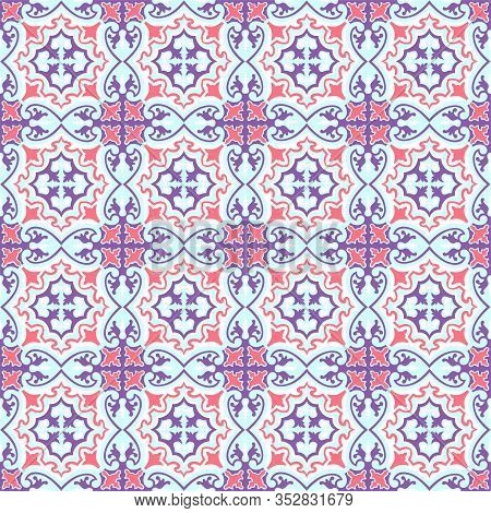 Abstract Floral Seamless Pattern. Geometric Asian Ornament. Traditional Floral Oriental Tile Ornamen