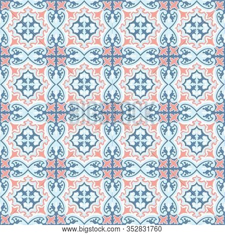 Abstract Floral Seamless Pattern. Geometric Asian Ornament. Traditional Floral Oriental Tile Ornamen