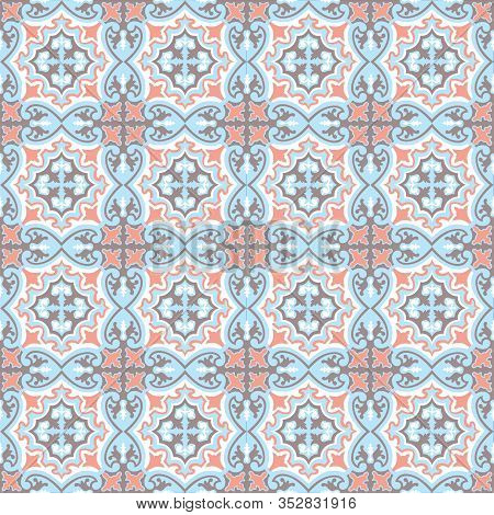 Abstract Floral Seamless Pattern. Geometric Asian Ornament. Traditional Floral Oriental Tile Ornamen