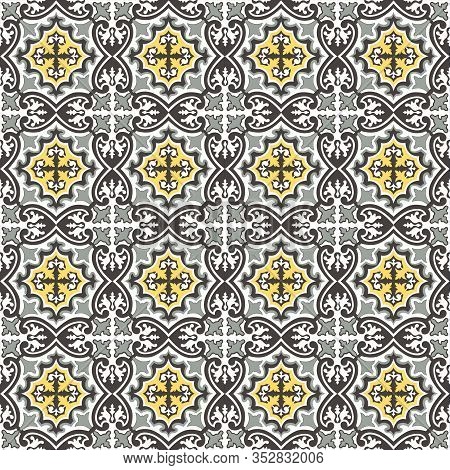 Abstract Floral Seamless Pattern. Geometric Asian Ornament. Traditional Floral Oriental Tile Ornamen